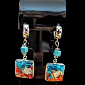 Orgone Multicolor Square Dangle Earrings